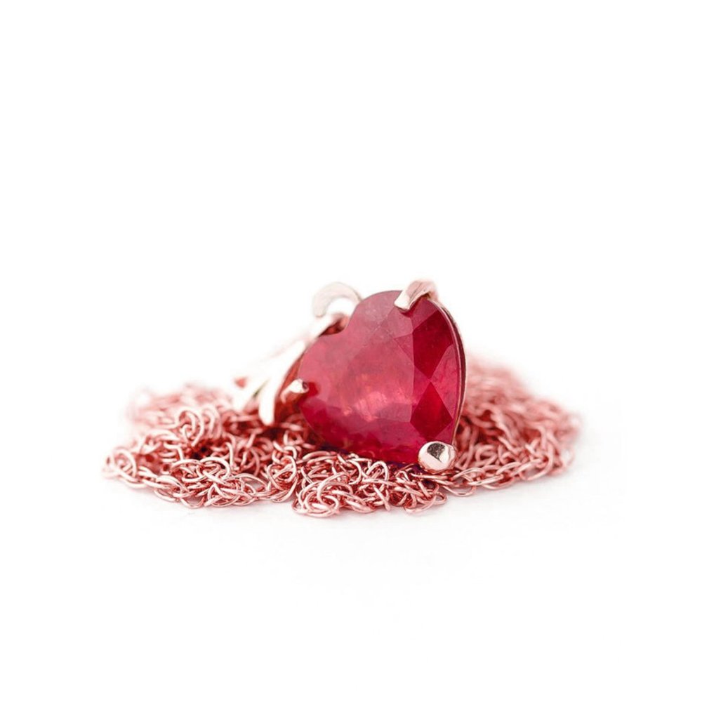 14K. SOLID GOLD NECKLACE WITH NATURAL HEART RUBY - Picture 6 of 11